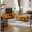 Table basse Trapeze, pieds en fer - brun teck-115186936