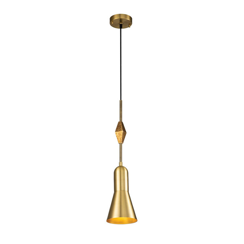 Bijoux White Pendant with Geometric Figure, 22.5" H x 5.25" W x 5.25" D, Aged Brass