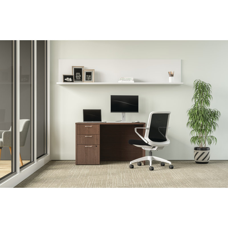 Bureau à caisson simple HON MOD, Noyer sépia, L 48 po x P 30 po x H 29 po