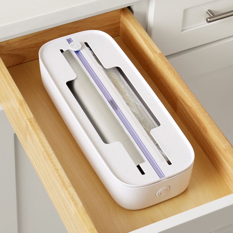 YouCopia® StoraRoll™ Wrap Dispenser, 2-in-1, Organizer for Foil and Wax Paper, Speckled White