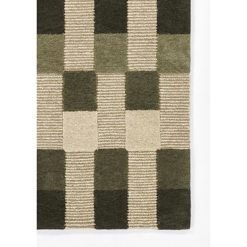 Momeni Fletcher Hand Tufted Wool Striped Green Area Rug 2'3" X 8' Runner, 2'3" X 8' Runner