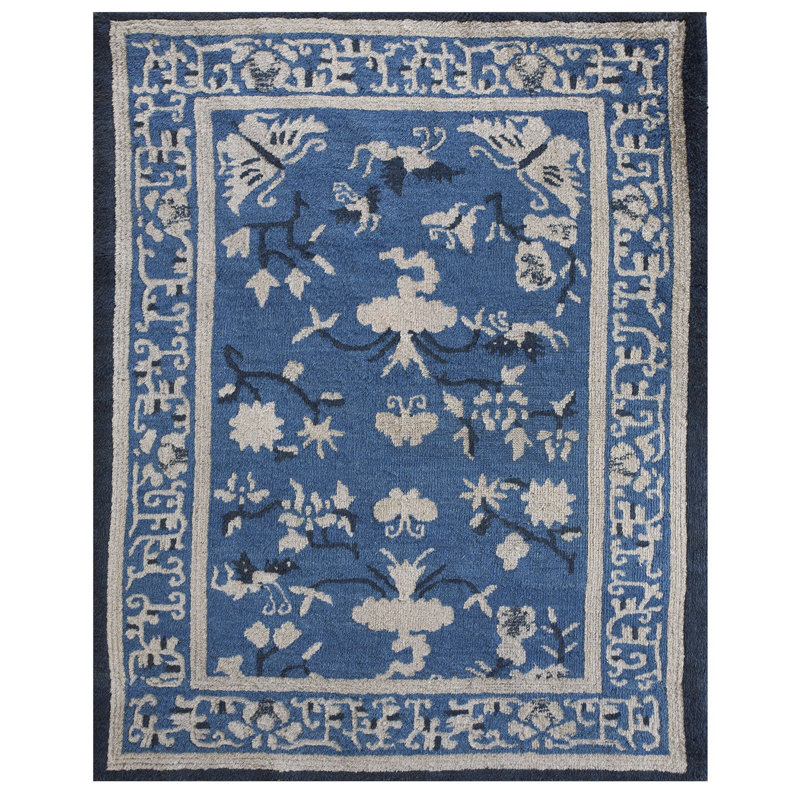 Antique Light Blue Color Square Shape Chinese Ningxia Rug