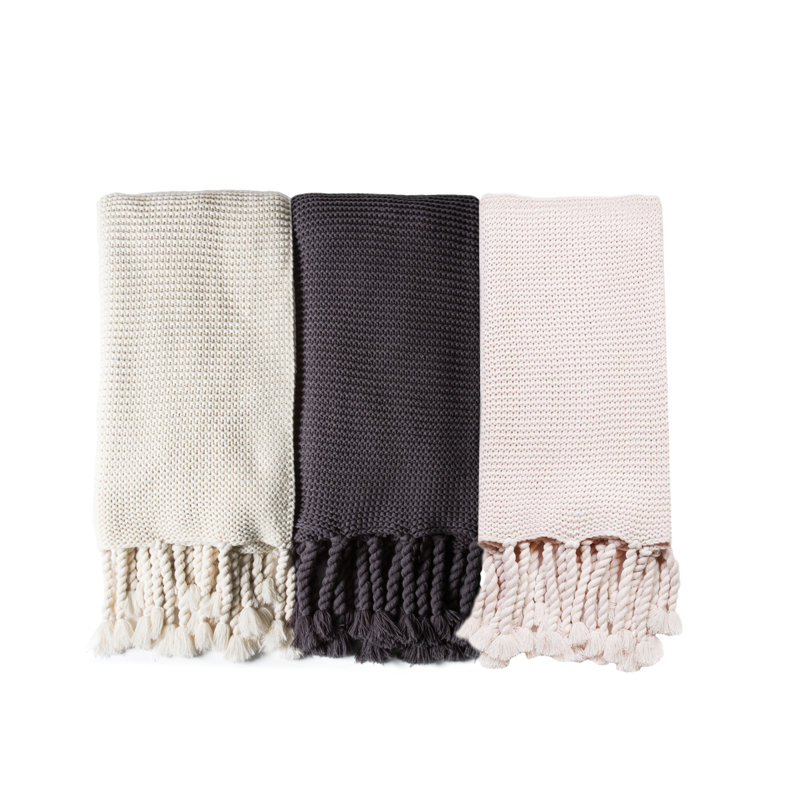 Trestles Knitted Throw Blanket, Blush