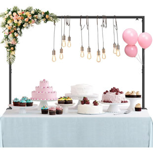 Support de tringle au-dessus de la table avec pinces, arche de table réglable de 27 po à 42 po de hauteur, 46 à 102 po de longueur, support à fleurs et à ballons pour mariage, fête, anniversaire, Noël, décorations d'Halloween, noir