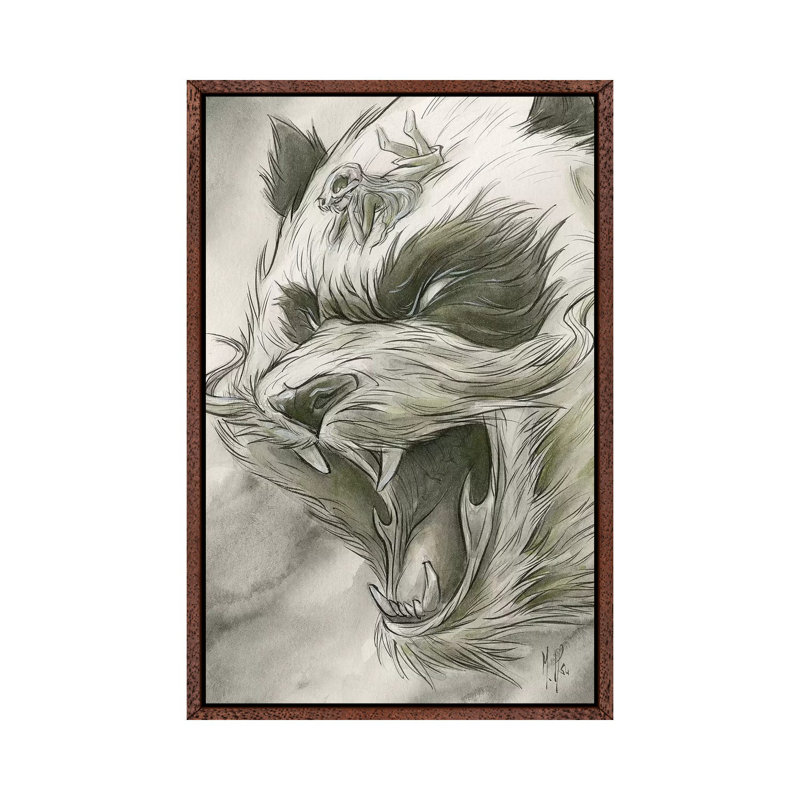 Spirit Animals Panda by Martin Hsu - Print on Canvas, 66.04 cm H x 45.72 cm W, Classic Brown Wood Framed