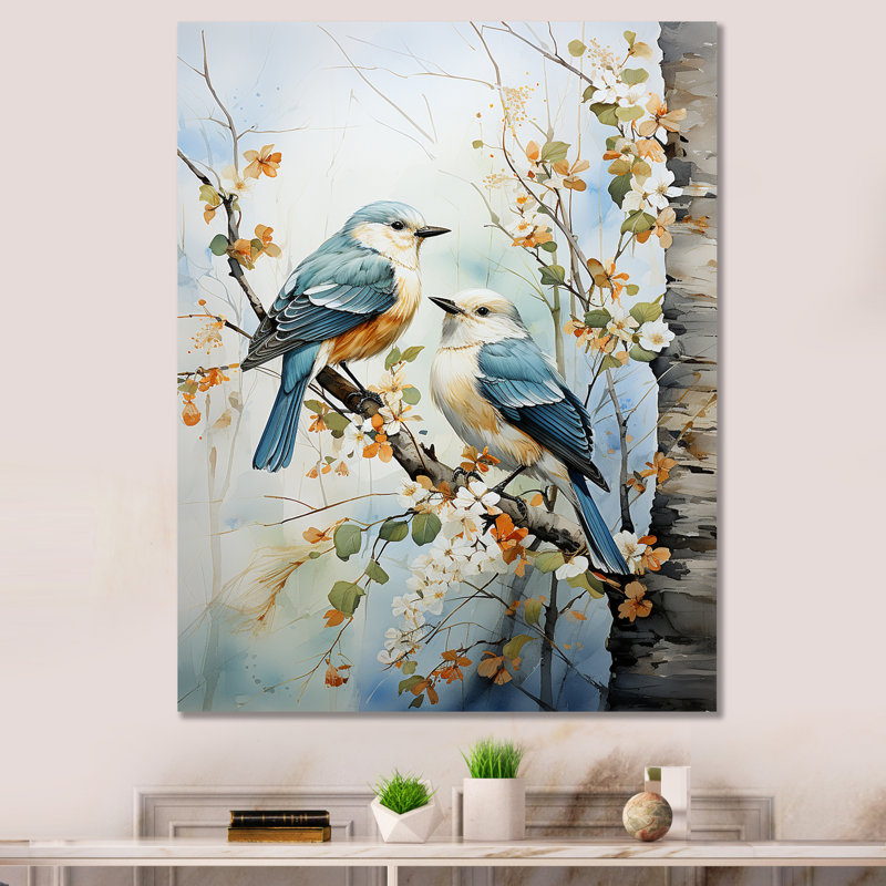 «Birds On Amercian Basswood Tree Bird», art sur toile, arbres, Toile tendue, H 32 po x l 24 po x P 1 po