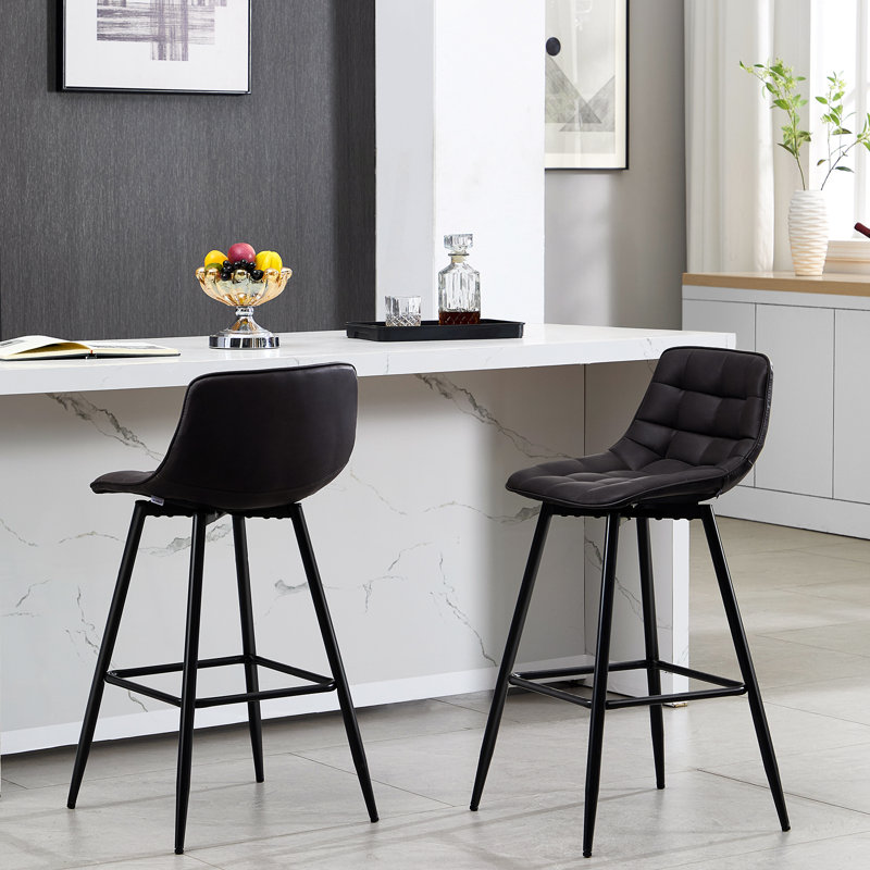 Upholstered Counter Stool with Metal Frame, 1, Anthracite