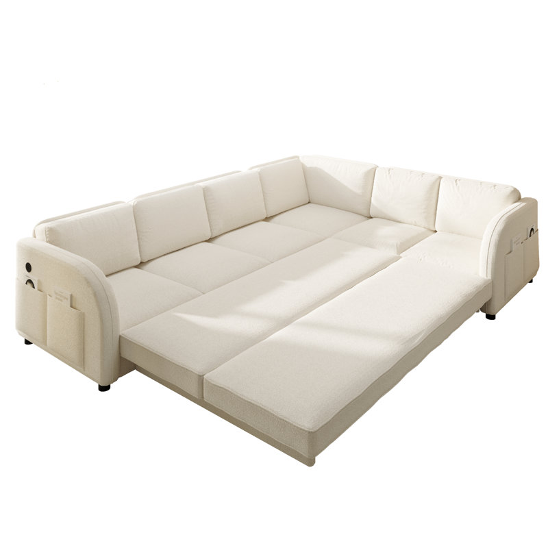 Canapés à compression avec rangement, canapé-lit Sherpa de 115 po pour maison moderne