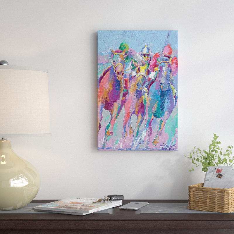 "cheval course ii" , reproduction d’art sur toile tendue, H 12 po x l 8 po x P 0,75 po