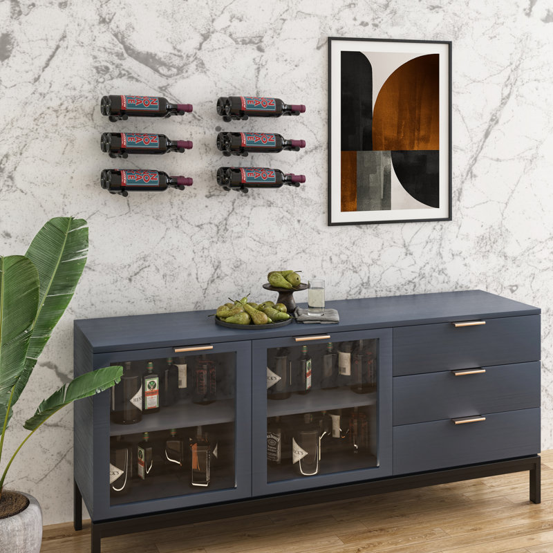 Aaronson 2 Bottle Wall Mounted Wine Bottle Rack, Black Matte