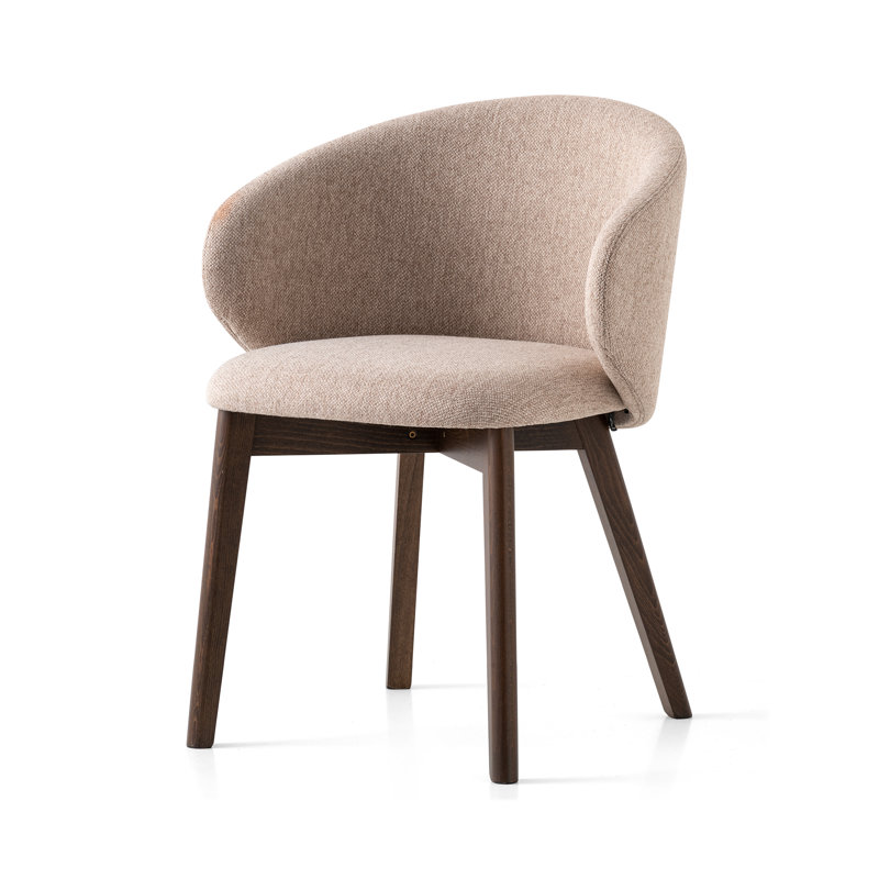 Tuka Upholstered Armchair with Wooden Frame, Smoke, Taupe