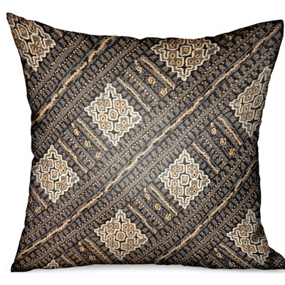 Coussin décoratif d’extérieur géométrique de luxe en treillis étain Plutus