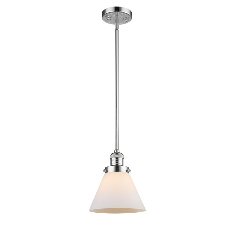 Luminaire suspendu conique à 1 lumière Mosley, Ampoule DEL 6 watts Vinage, Blanc mat, Chrome poli