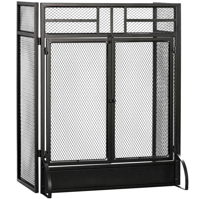 3-Panel Folding Fireplace Screen Door