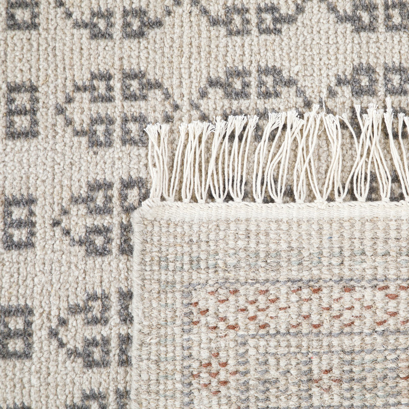 Rectangle Southwestern Hand Knotted Wool/Cotton Area Rug in Ivory/Brown, Rectange 7'6" x 9'6"