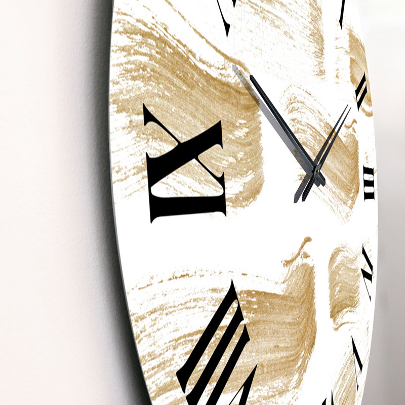 Golden Abstract Strokes - Modern wall clock, Oversized