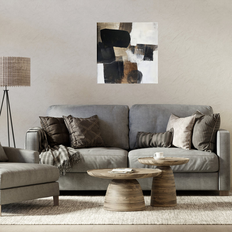 Toile à motif abstrait Earthly Hues, par Petal Prints Design, H 17 po x l 17 po