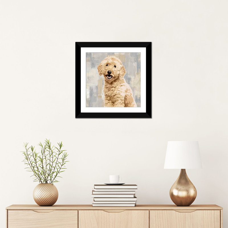 «Poodle», reproduction sur toile, Papier beaux-arts encadré noir, Blanc, H 16 po x l 16 po x P 1 po
