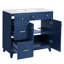 Meuble-lavabo moderne 36 po avec poignées corrosives, tiroirs de rangement intelligents et tablettes réglables Instructions d'assemblage faciles, tablette, tiroir standard