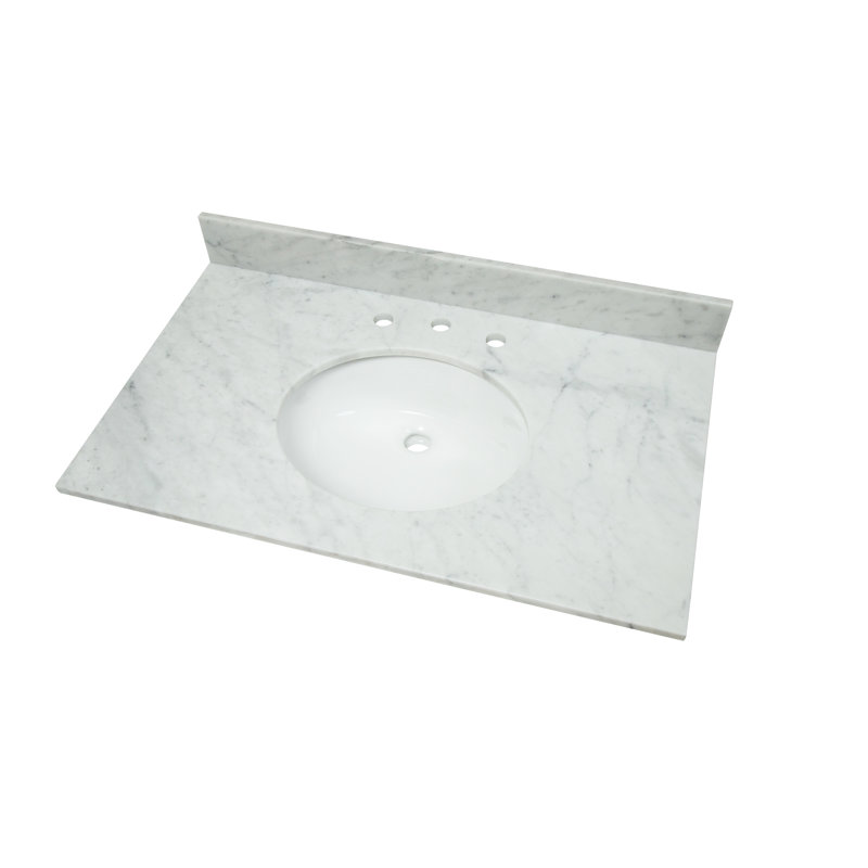 Comptoir de meuble-lavabo simple 37" en blanc avec lavabo, Centres de 8 po