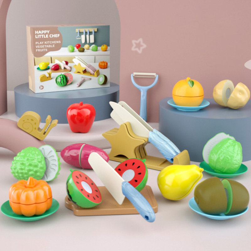 Cutting Fruits Vegetables Set, 21 Pack Play Kitchen Toys for Christmas Gift