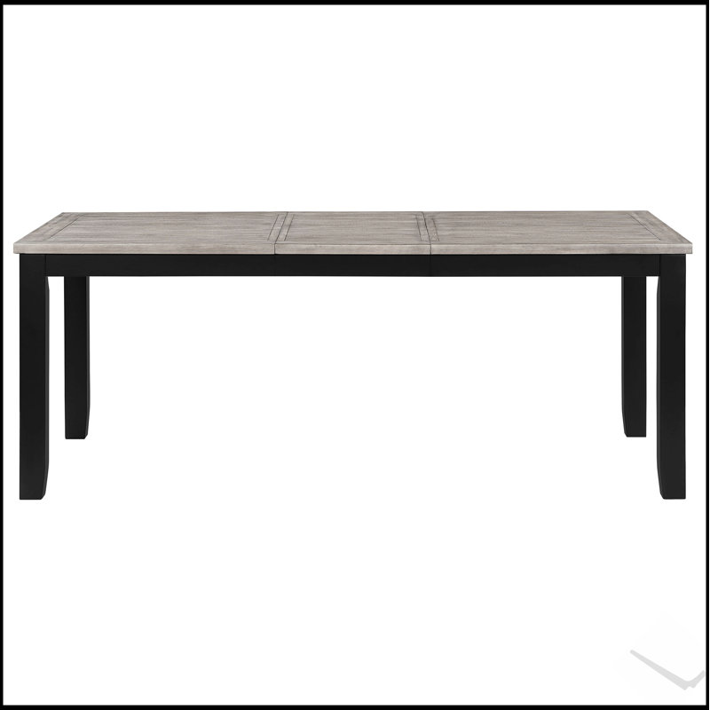 Table de salle à manger rectangulaire grise et noire avec rallonge Centera, parfaite pour les espaces de salle à manger modernes et polyvalents