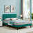 Full Platform Bed Frame with Velvet Upholstered Headboard and Wooden Slats Support, Mattress Foundation/No Box Spring Needed-950660879-950660876