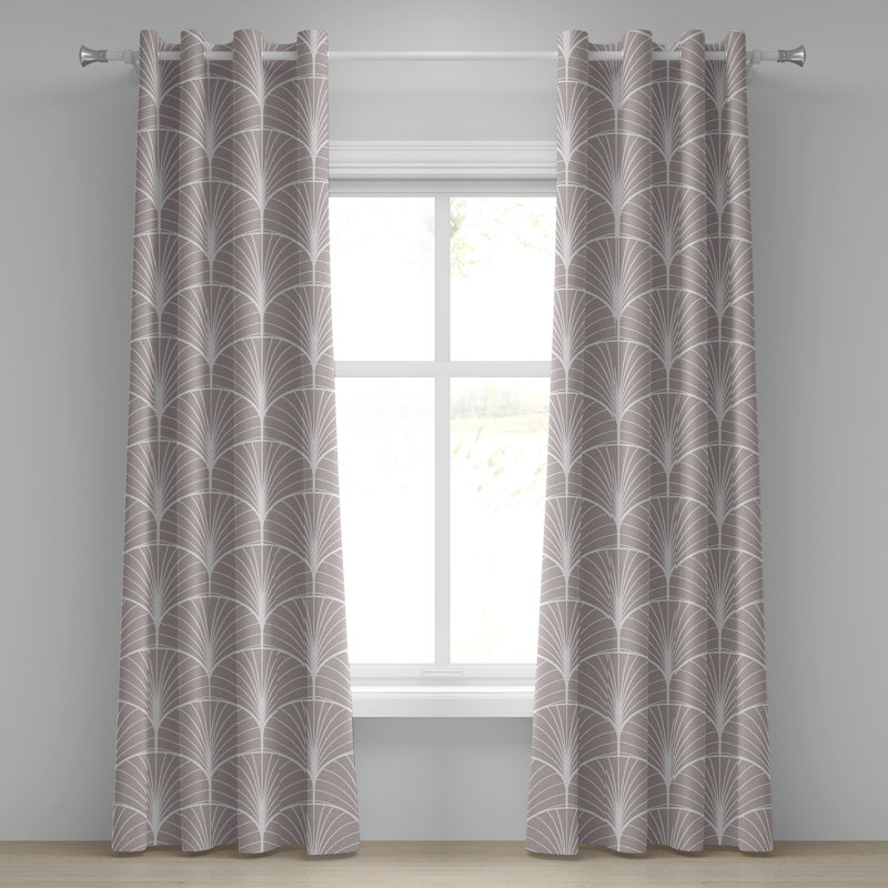 Paire de rideaux semi-transparents en satin, Taupe / Blanc, L 50 po x L 108 po