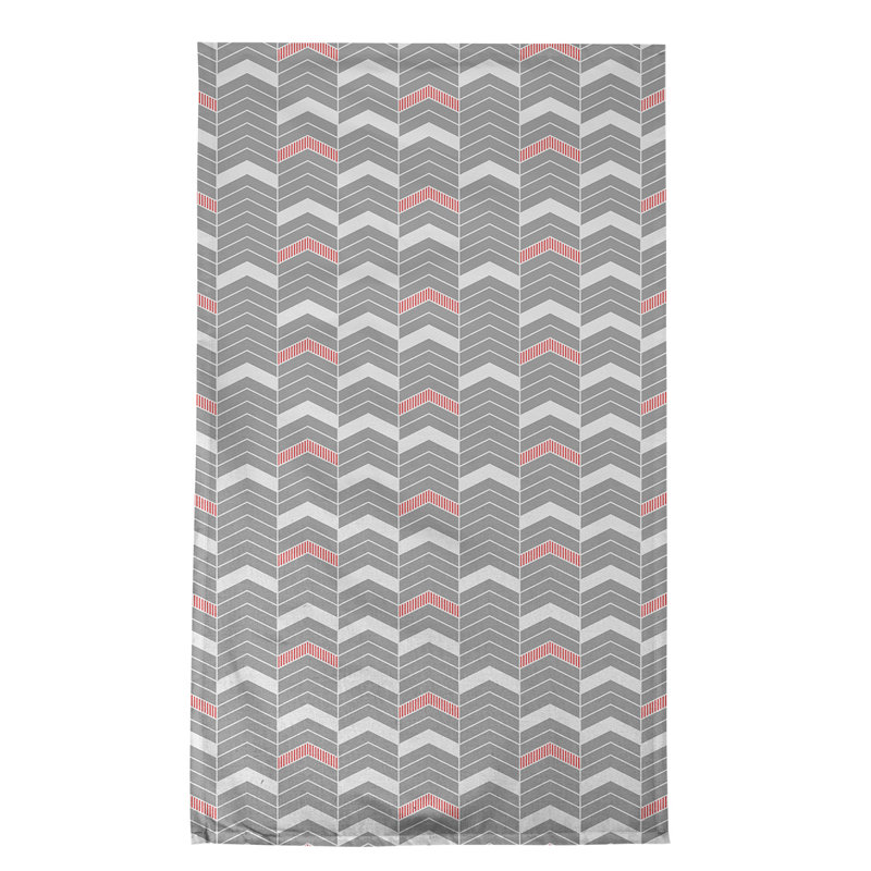 Stephenie Tea Towel Kitchen Towel, Gray/Red, Poly Twill