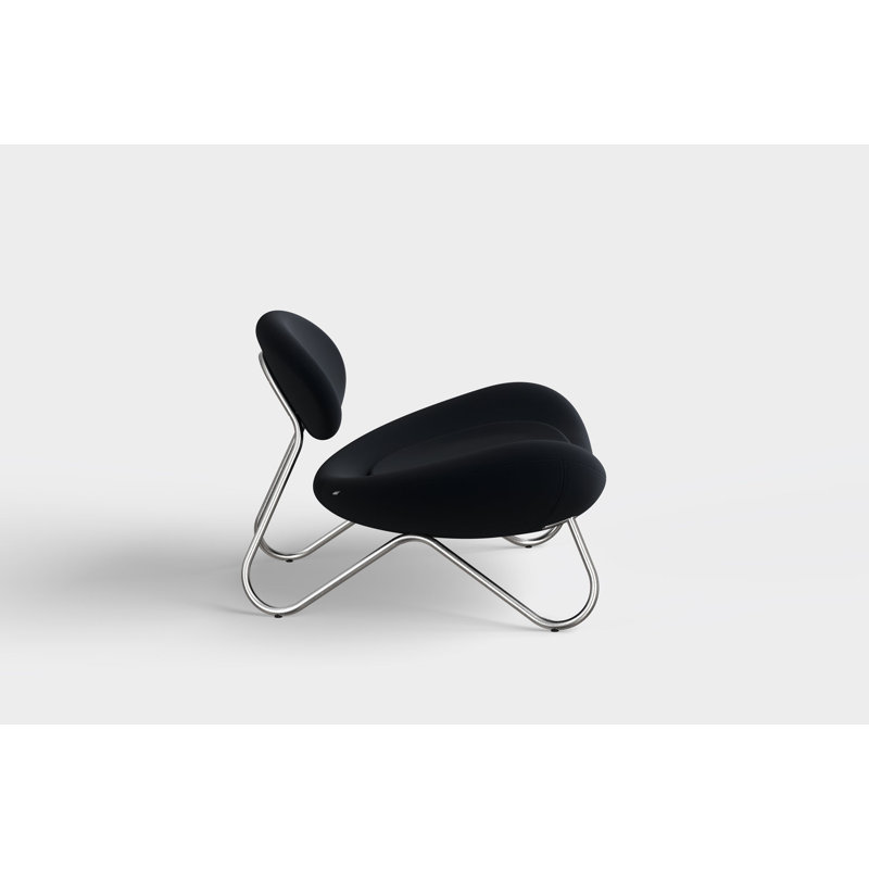 Meadow Lounge Chair, Black Painted Steel Frame, Brushed Stainless Steel, Natural Polyester Blend