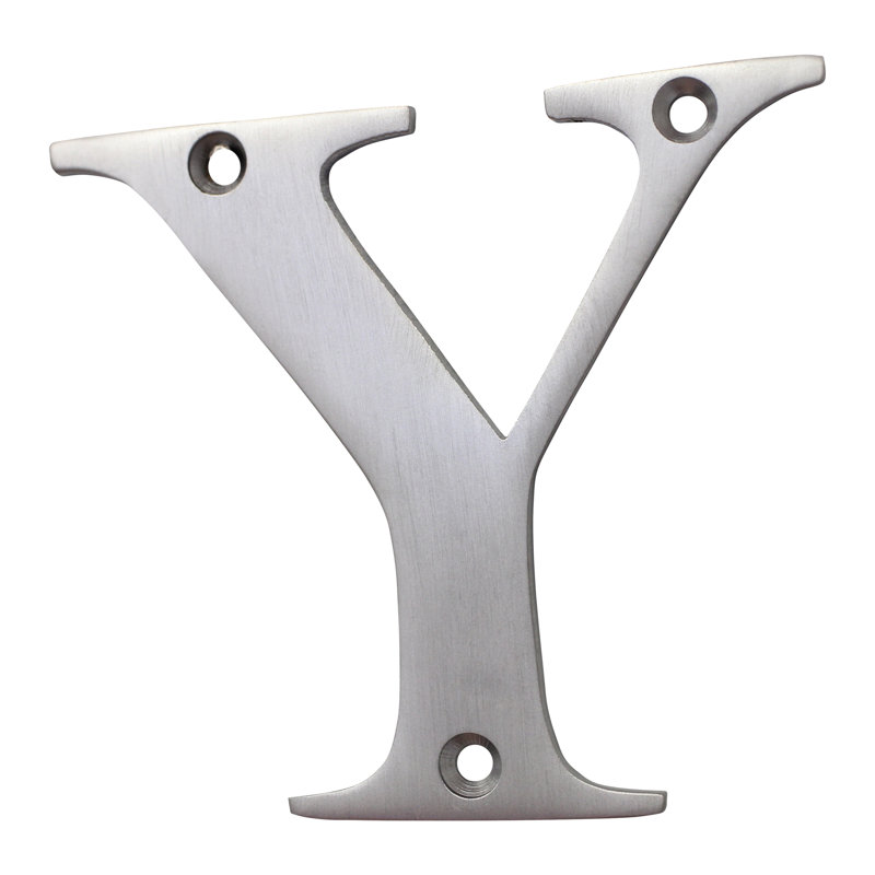 3'' H Brass House Letter, Y, Brushed Chrome