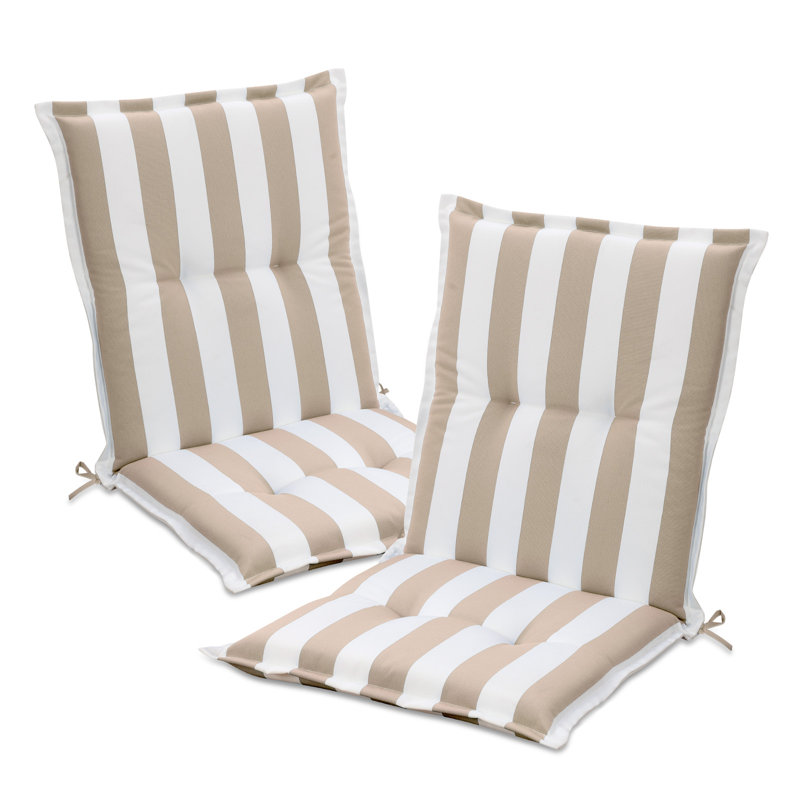 2 Pack Outdoor Low Back Chair Cushions, 100x50x6 cm, Beige