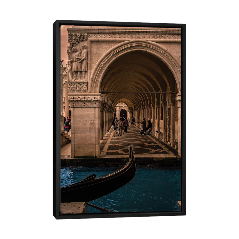 " Palazzo Ducale (Doge's Palace), Venezia " by Enzo Romano, 26" H x 18" W x 1.5" D, Black Framed Canvas, No Mat