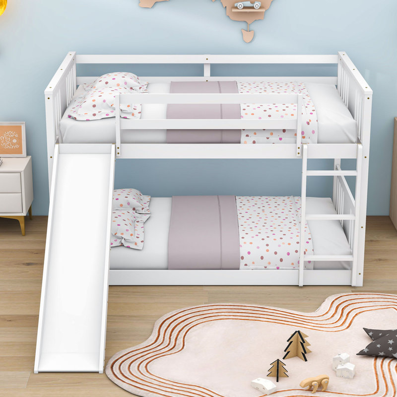 Eloria Full Over Full Standard Bunk Bed with Slide, White