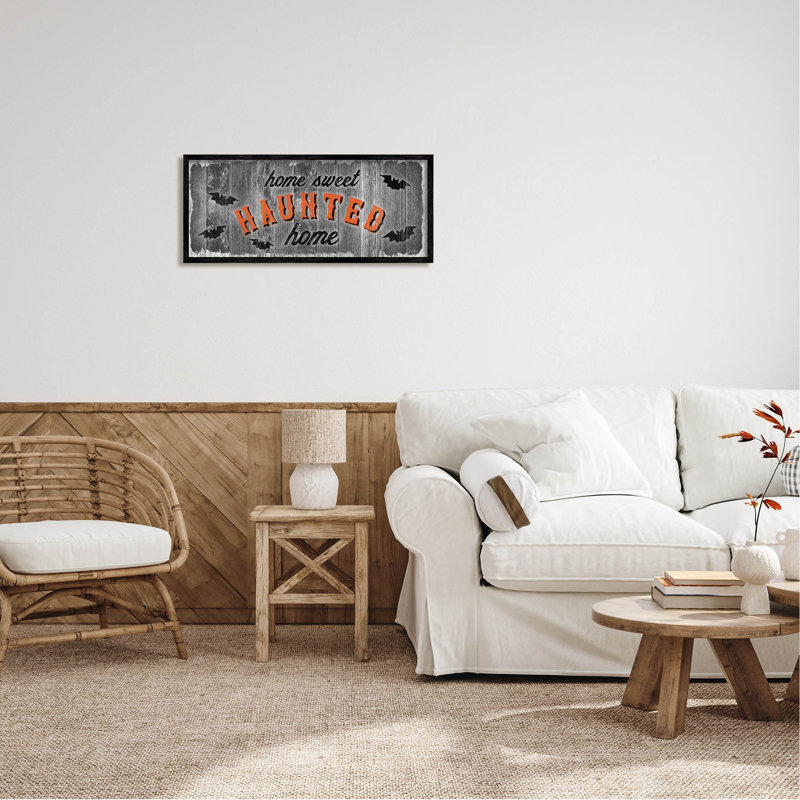 «Sweet Haunted Home Bats», art giclée par Natalie Carpentieri, H 13 po x l 30 po x P 1,5 po, Noir
