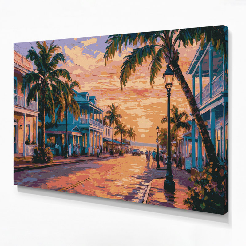 Art mural sur toile, villes, Key West FL, orange, H 11 po x l 14 po