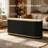 Black 63 Inch Diagonal Fluted Sideboard Storage Cabinet, Black Faux Marble Top 4-Door Buffet Credenza TV Stand with Gold Trim, Modern Console Table for Dining Room and Living Room-1817366606