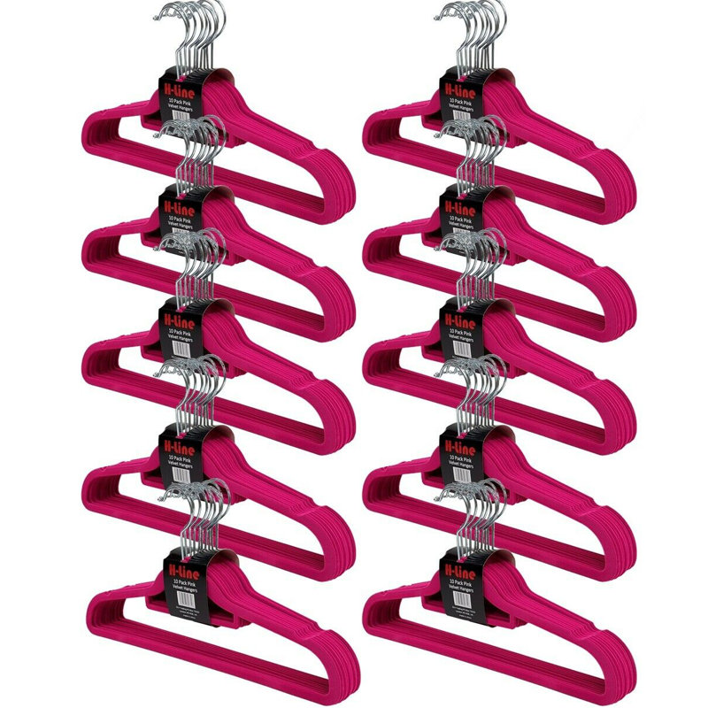 Velvet Standard Hanger for Dress/Shirt/Sweater, Pink
