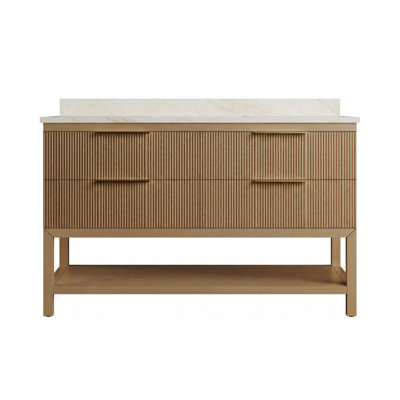 Dessus de meuble-lavabo en chêne et l 48 po avec plateau rectangulaire encastré simple Bristowe