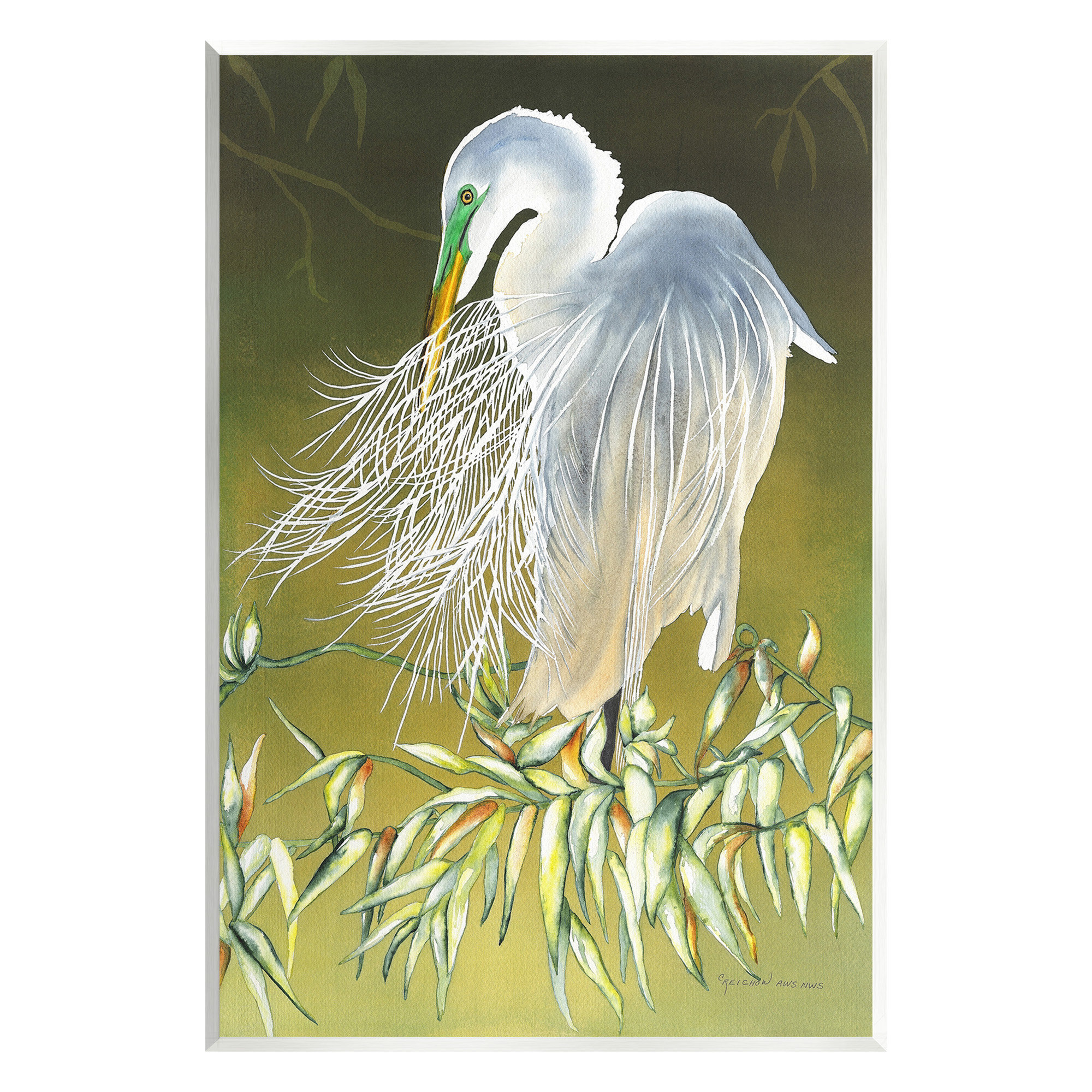 Highland Dunes Elegant Egret Bird Wall Plaque Art by Christine Reichow ...