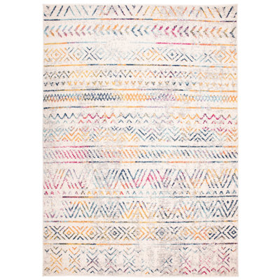 Geometric Multi Colour Pink/Yellow/Ivory Area Rug
