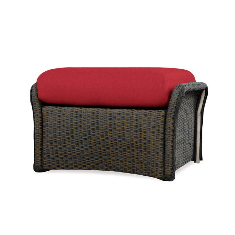 Weekend Retreat Outdoor Ottoman, Consider Indigo, Mink