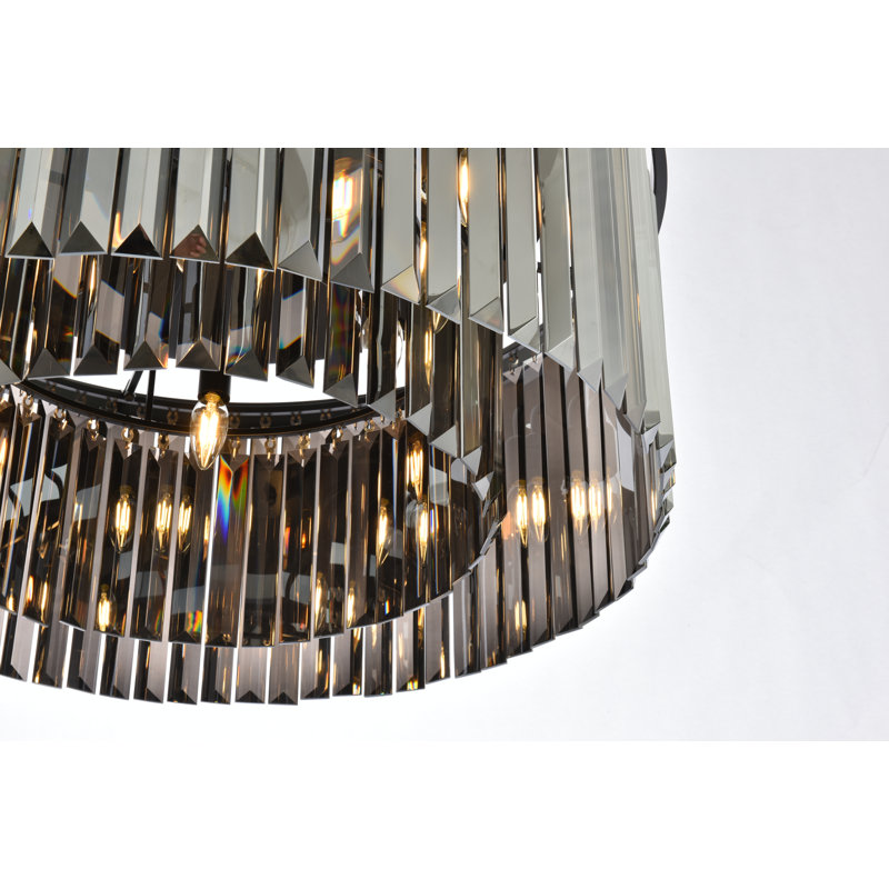 Yazmin Crystal Flush Mount, Gray, Matte Black