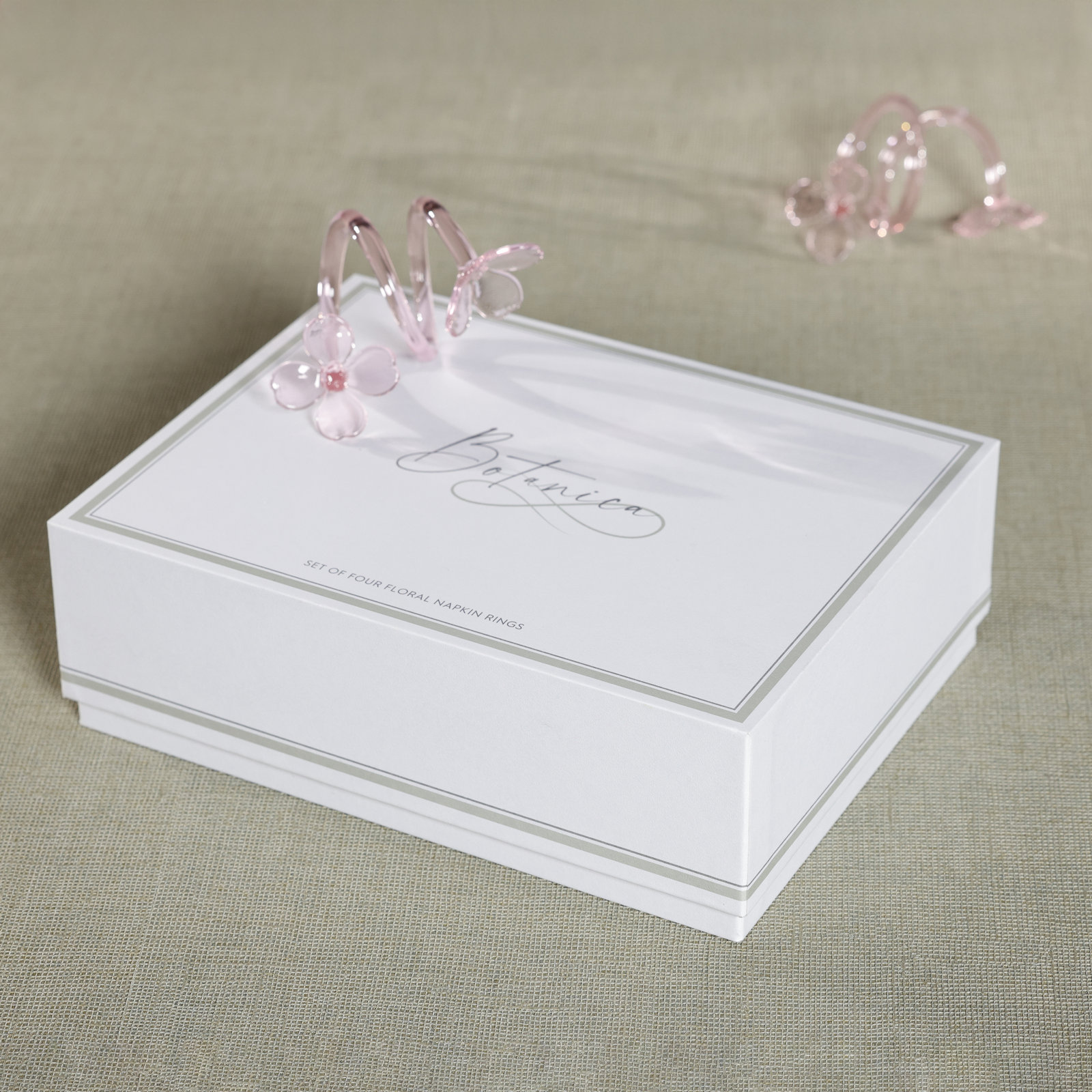 Botanica Glass Flower Napkin Rings, Pink