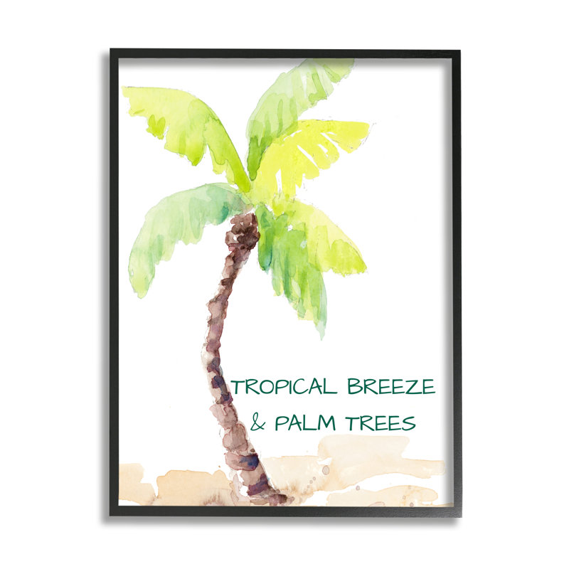 «Tropical Breeze & Palm Trees», art texturé à la giclée noire encadrée par Lanie Loreth, H 14 po x l 11 po