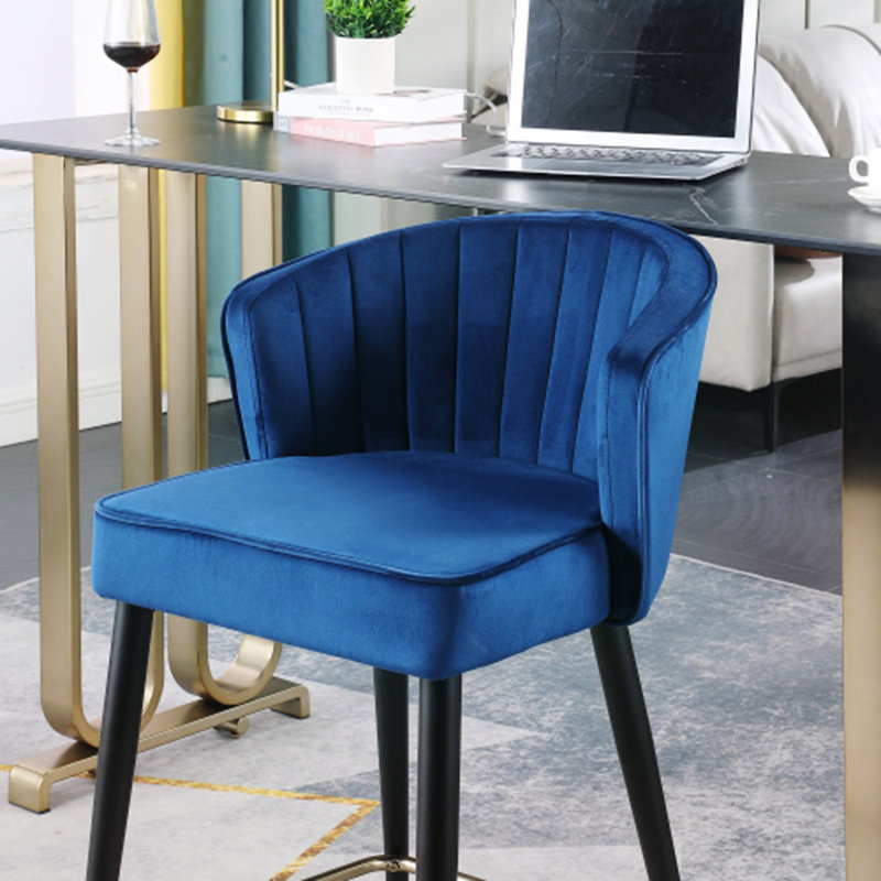 Tabourets de bar rembourrés en tissu Shiloe, Blue, 2