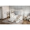 Lit à baldaquin double avec lit gigogne et rangement, beige