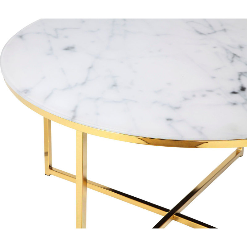 Irvington Cross Legs Coffee Table, White, Gold