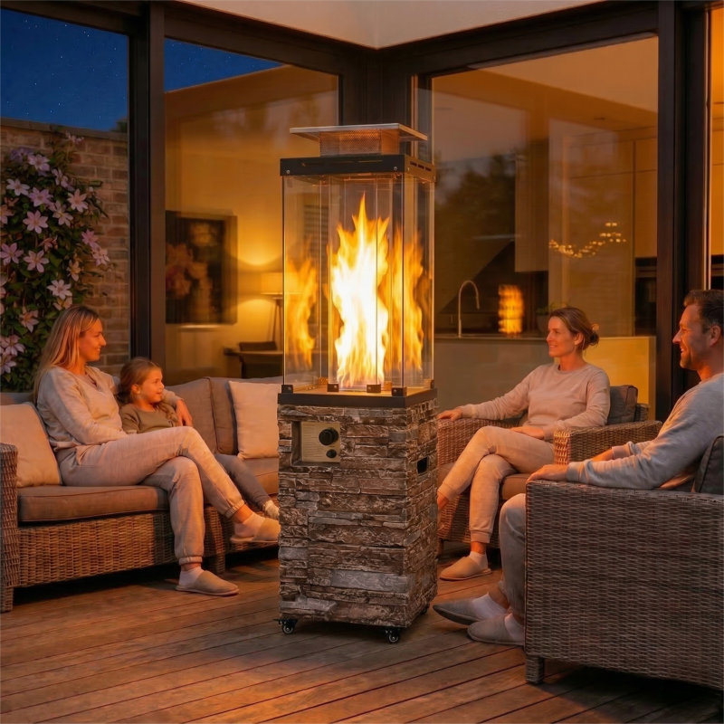 41,000 BTU Propane Patio Heater, Rustic Stone Brown