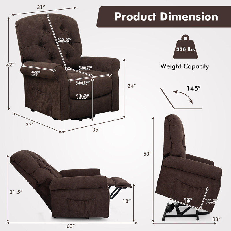 Fauteuil inclinable électrique lève-personne standard Danila, 100 % polyester brun